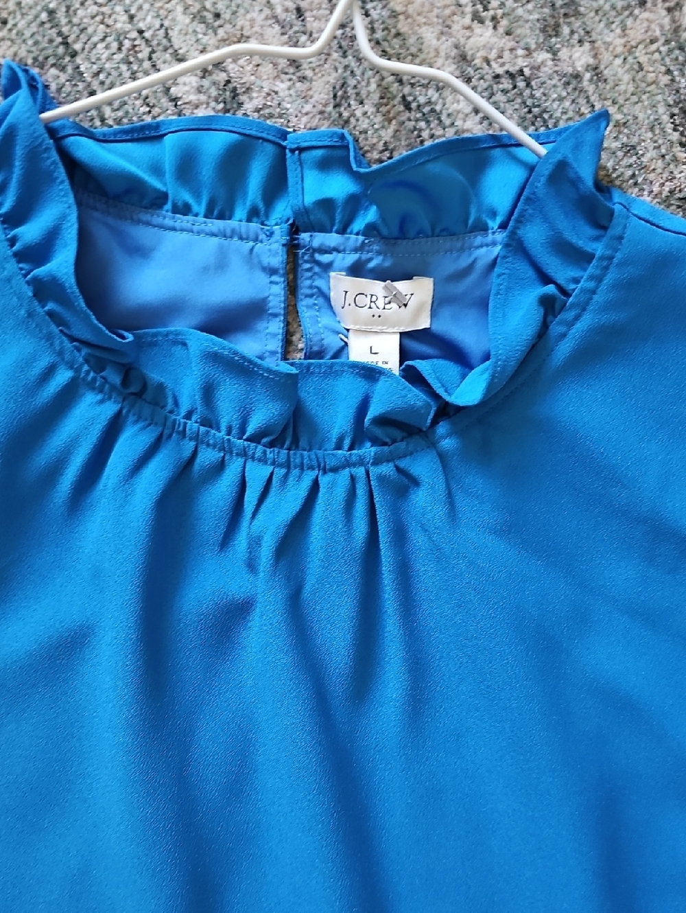 J. Crew Bright Blue Ruffle-Neck Sleeveless Top - Picture 5 of 10